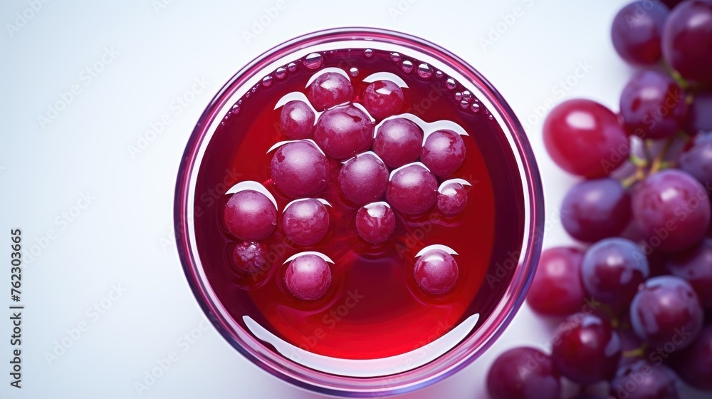Red grape juice in a beautifully decorated glass Red grape juice in a beautifully decorated glass