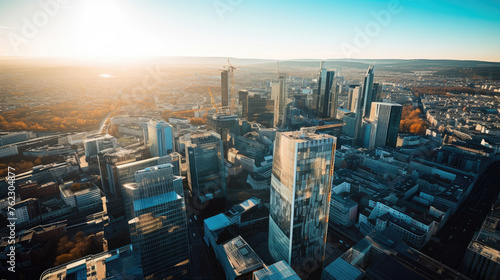 Aerial View of Cityscape at Golden Hour