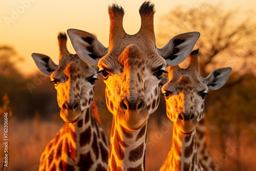 Majestic giraffes roaming the african savannah essence of untamed landscapes and diverse wildlife