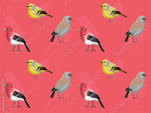 Bird Rosefinch Citril Finch Cute Seamless Wallpaper Background