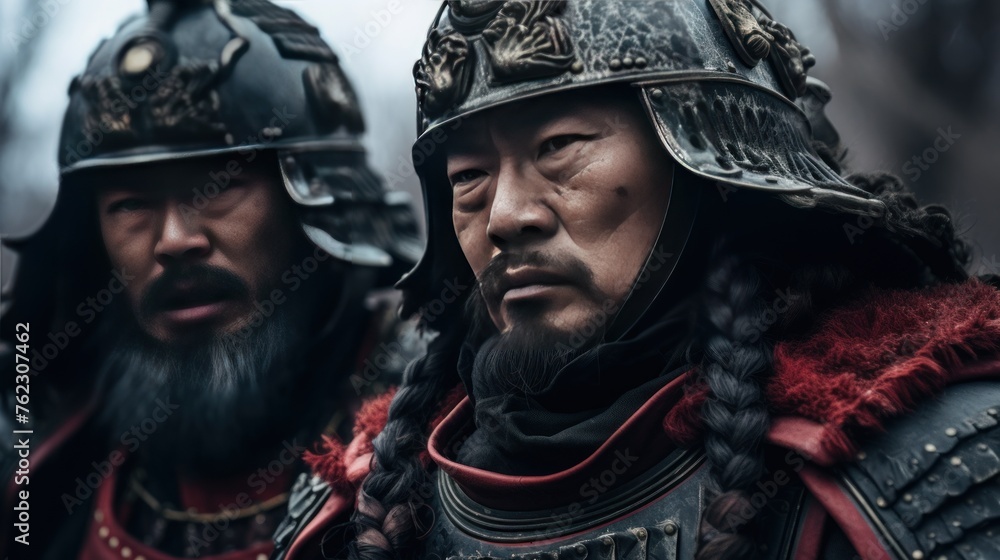 The faces of generals during the Chinese dynasty A small piece of red armor topped with a general's helmet. And a man with a slight beard stood on a wall of snow. The faces of generals during the Chinese dynasty A small piece of red armor topped with a general's helmet. And a man with a slight beard stood on a wall of snow.