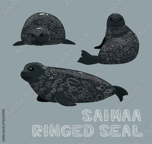 Saimaa Ringed Seal Cartoon Vector Illustration