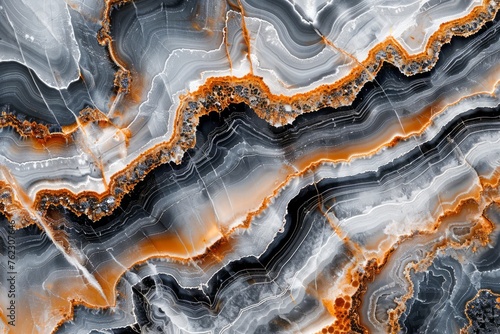 Abstract Elegant Orange and Gray Striped Agate Mineral Texture for Background or Wallpaper Design