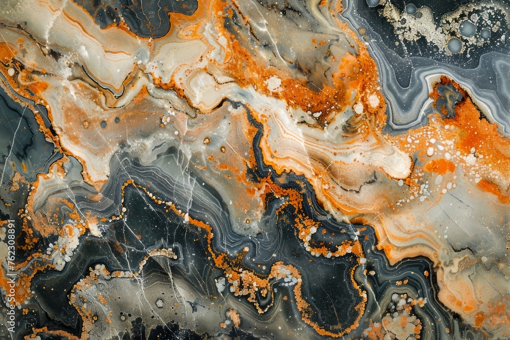 Stunning Abstract Orange and Black Marble Texture for Elegant Background or Artistic Design