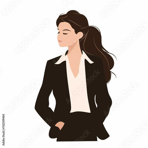 illustration of successful woman, businesswoman dressed in a business suit, isolated flat vector modern business illustration, full of success and motivation