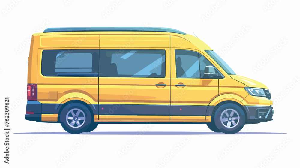 Yellow color flat design passenger minivan body type
