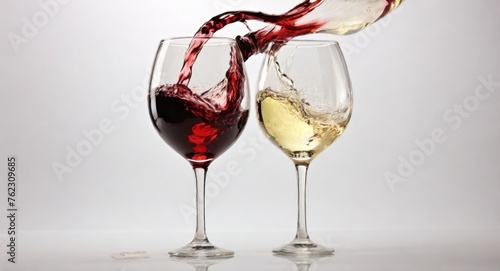 Red and white wine splash diagonal