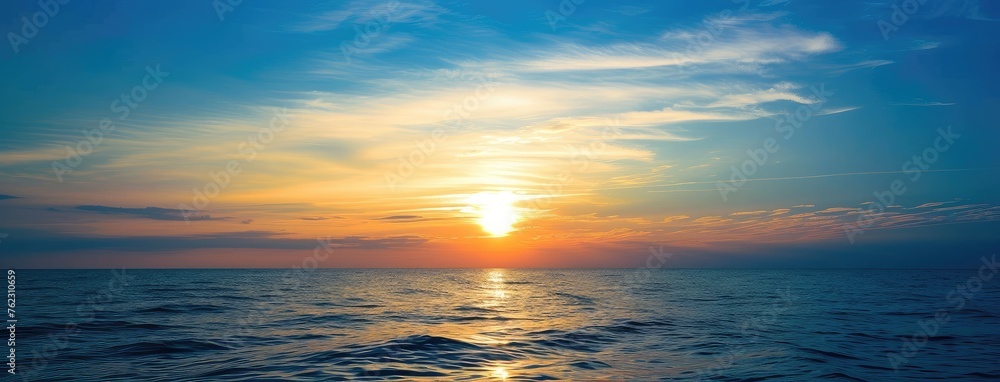 Serene Ocean Sunset With Glowing Horizon