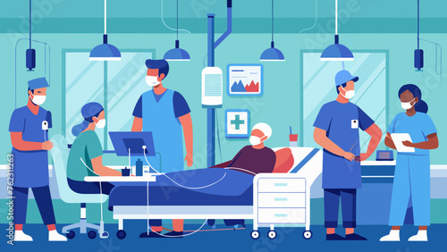 The sterile and intimidating atmosphere of an intensive care unit as doctors and nurses work tirelessly to keep critically ill patients stable.