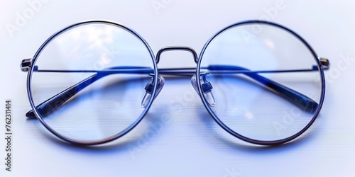 eyeglasses exude an air of intelligence and discernment. The sleek, metallic frames and crystal-clear convey a sense of clarity