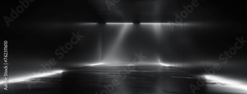 Futuristic Stage Lights in Dark Room
