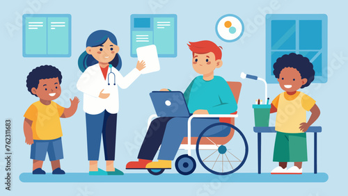 A young patient receiving a personalized lesson on how to safely use their wheelchair on different surfaces as part of their discharge