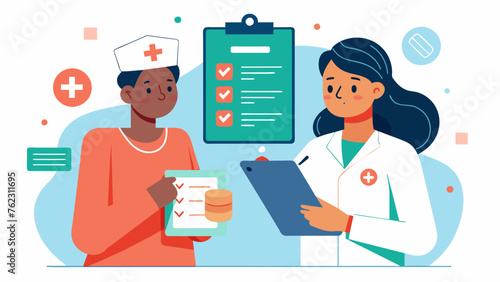 A triage nurse carefully evaluating a patients vital signs and symptoms making quick and accurate decisions on the appropriate level of care photo