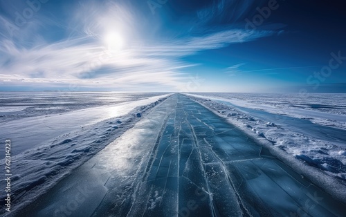 Vast Ice Covered Landscape under Blue Sky © evening_tao