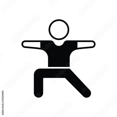 Black solid men yoga vector icon
