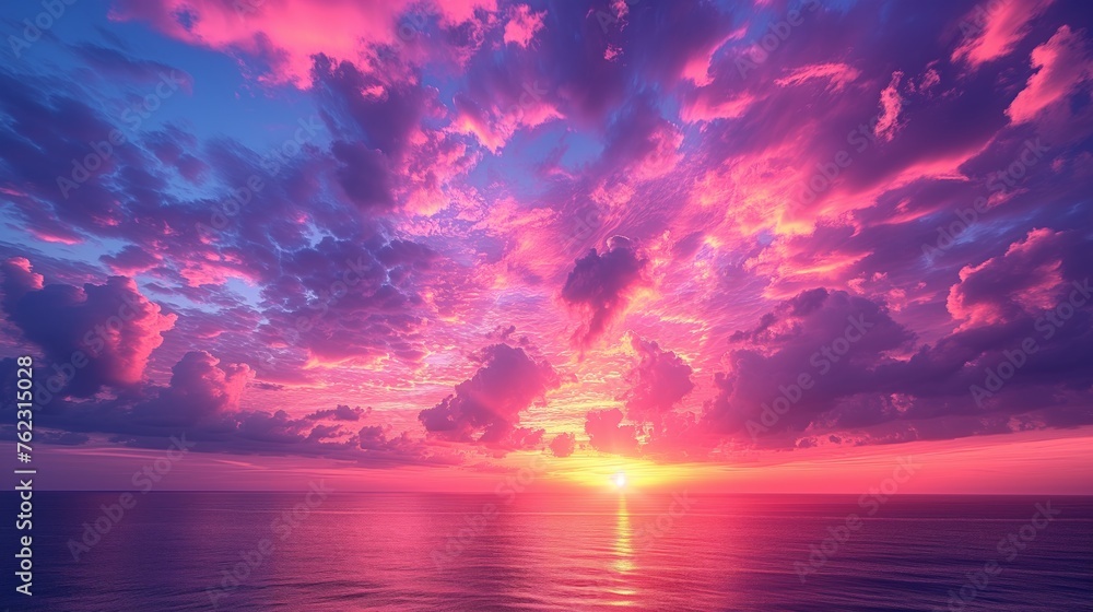 Radiant Sunset: A Symphony of Colors Over the Tranquil Sea
