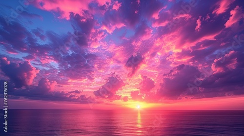 Radiant Sunset: A Symphony of Colors Over the Tranquil Sea 