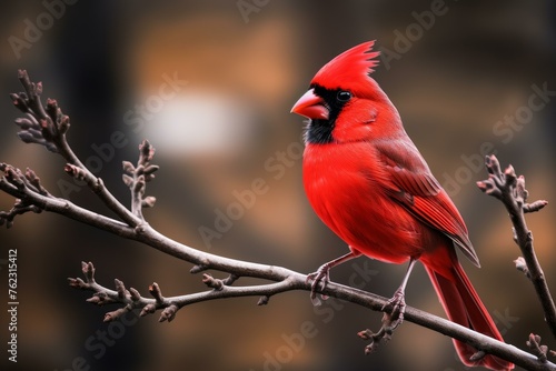 Melodious Red cardinal bird. Animal avian wild. Generate Ai photo