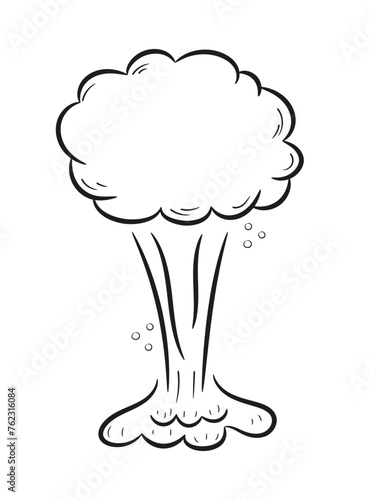 Explosion bomb doodle smoke or cloud, bomb element. Comic wow, boom, bam smoke sketch elements