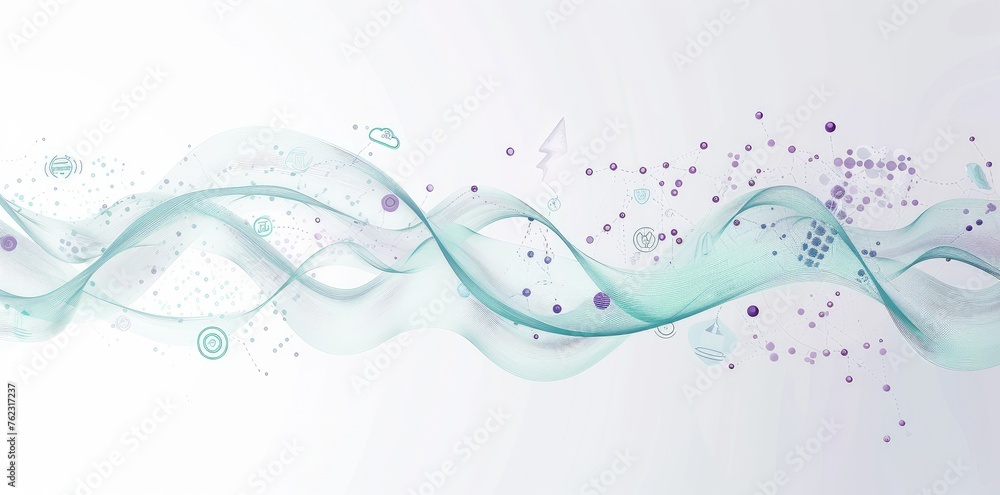Elegant Abstract Turquoise Wave with Particles Elegant Abstract Turquoise Wave with Particles