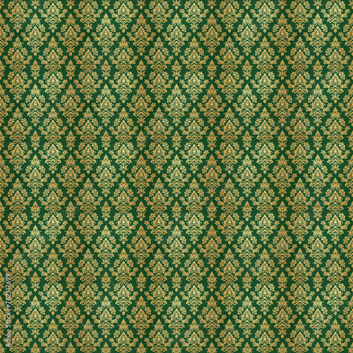 Brocade fabric style seamless repeating pattern illustration.