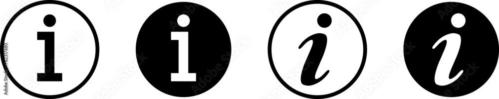 Info icons set. Information icon on isolated on white background. Black info button. Info symbol. Vector EPS 10 - obrazy, fototapety, plakaty 
