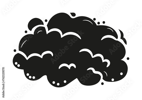 Explosion bomb doodle smoke or cloud, bomb element. Comic wow, boom, bam smoke sketch elements
