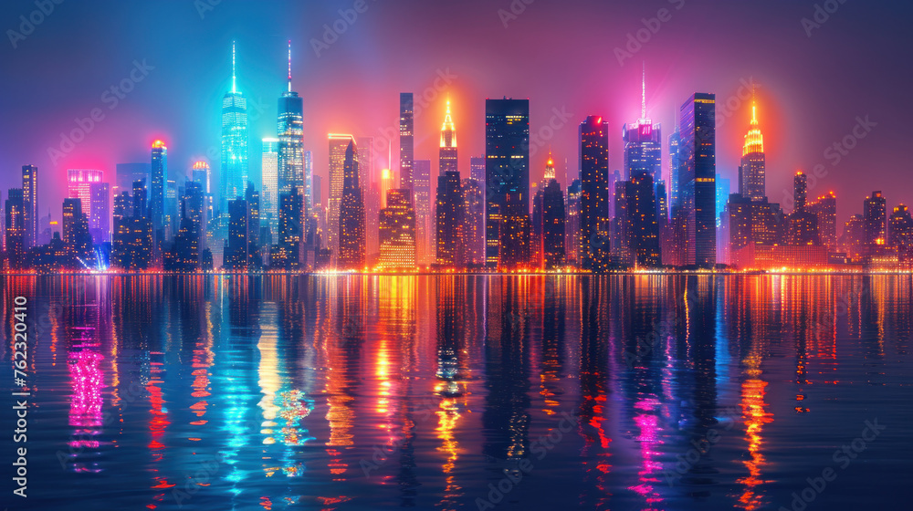City Skyline Illuminated at Night City Skyline Illuminated at Night