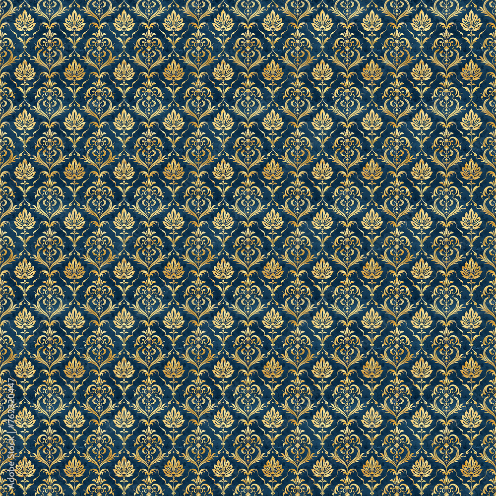 Brocade fabric style seamless repeating pattern illustration.