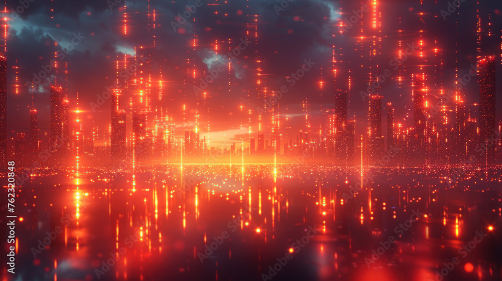 Bright Lights in the Sky: A Futuristic Cityscape