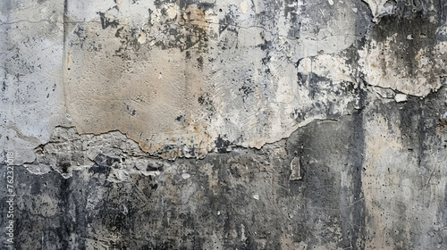 Grunge Textured Concrete Wall with Peeling Paint