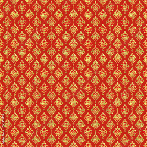 Brocade fabric style seamless repeating pattern illustration.