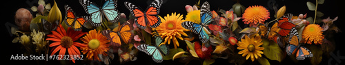Butterflies Adorning Autumnal Flower Harmony