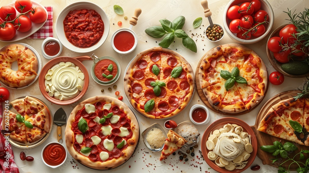Pizza Nutrition: Photograph of a nutritionist's table with a balanced pizza meal plan, emphasizing the importance of portion control and balanced nutrition even with indulgent foods like pizza Pizza Nutrition: Photograph of a nutritionist's table with a balanced pizza meal plan, emphasizing the importance of portion control and balanced nutrition even with indulgent foods like pizza