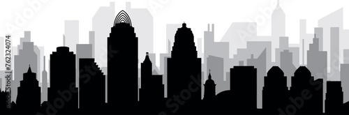 Black cityscape skyline panorama with gray misty city buildings background of CINCINNATI, USA