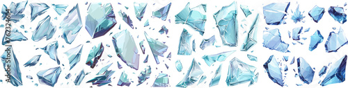 Broken glass vector shatter explosion fragments on transparent background	 photo