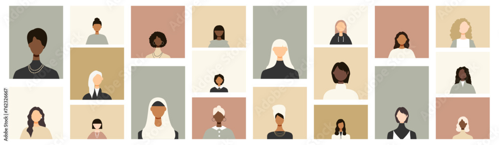 Icons of different women. Modern design. Icons of different women. Modern design.