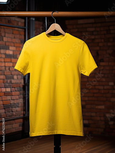 Premium Yellow Daisy Fashion T-Shirt Mockup - Detailing High-Quality Fabric 