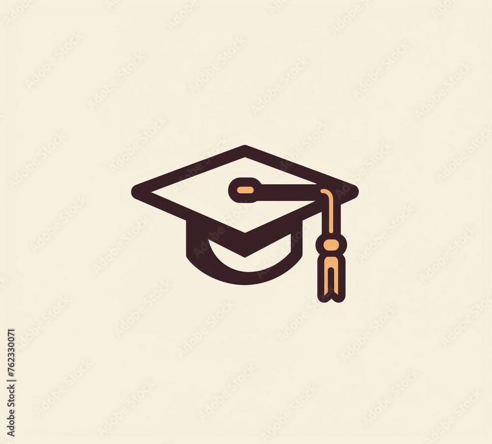 logo design, simple vector logo of a graduation cap on a cream background, line art, flat minimalistic style, brown color palette Generative AI logo design, simple vector logo of a graduation cap on a cream background, line art, flat minimalistic style, brown color palette Generative AI
