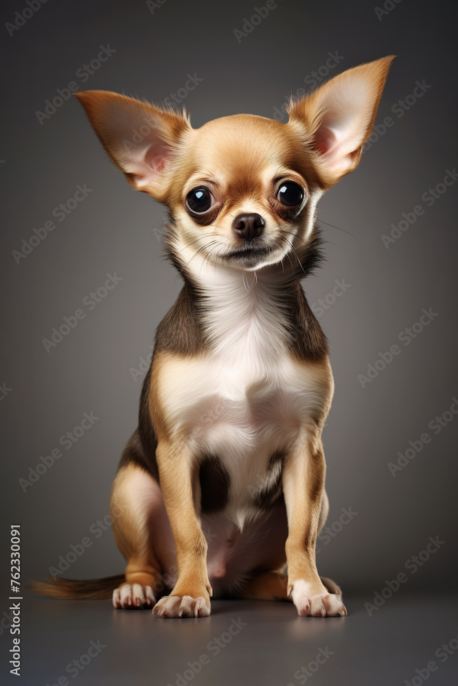 Image of cute chihuahua dog on clean background. Pet. Animals. Illustration. Generative AI.