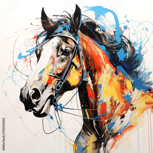 Beautiful painting of a horse head on clean background. Mammals  Wildlife Animals. Illustration  Generative AI.