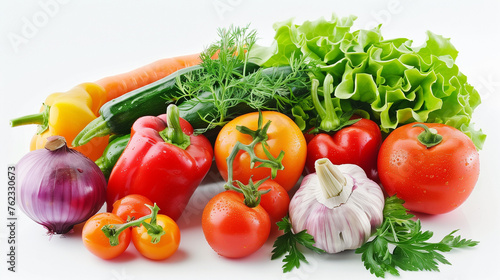 mixed fresh vegetables like bell pepper garlic cucumber salad carrot