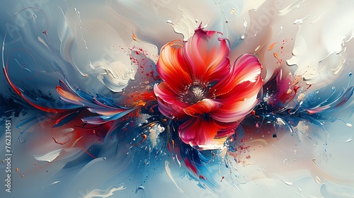 An abstract floral explosion, where the essence of spring is captured in riotous strokes of decorative oil paint.