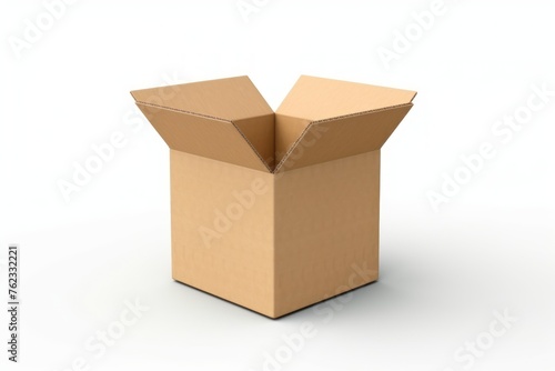 an open square kraft cardboard box