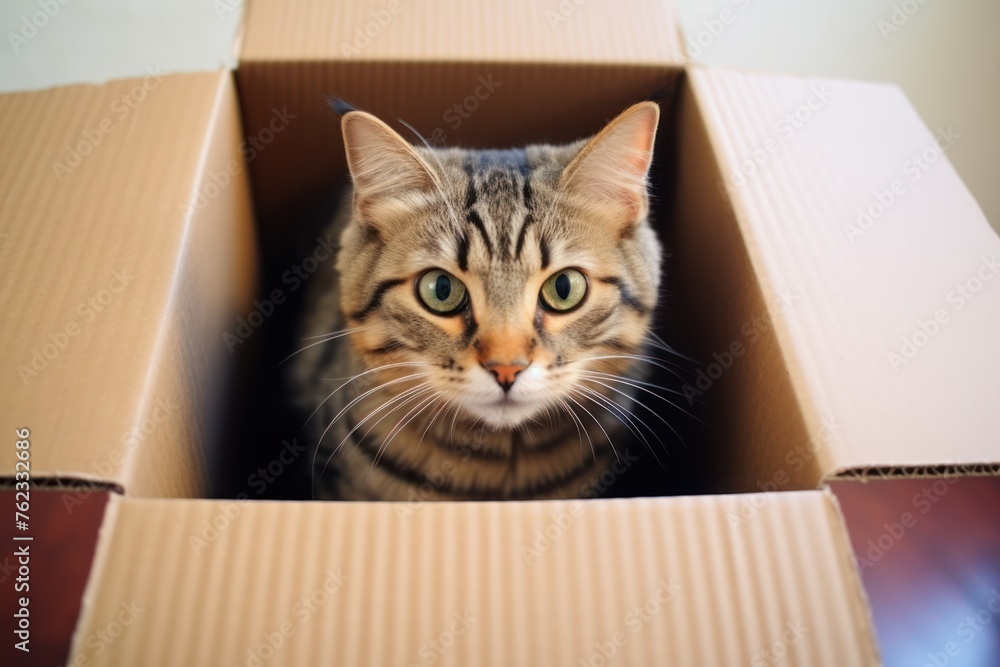 Cute Cat Reveals Itself from the Box Cute Cat Reveals Itself from the Box