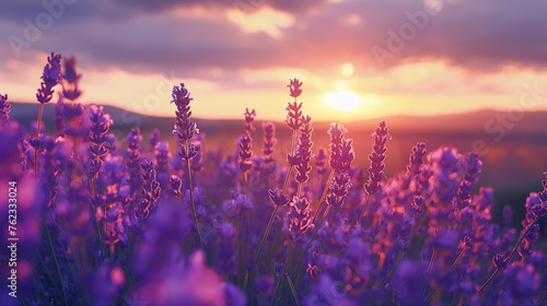 Sunrise over lavender field. wallpaper