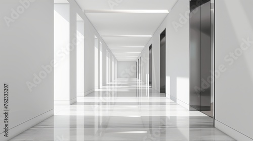 Empty White modern corridor in building interior © Vahram