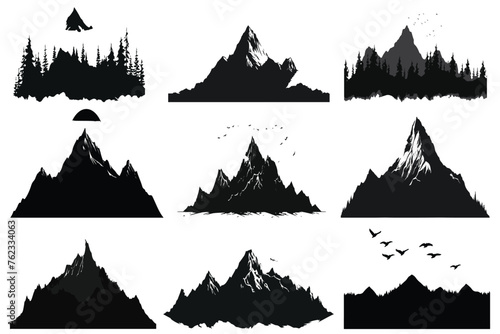 mountain set  silhouettes  white background Vector