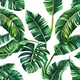 Vector palm branch. Banana leaf background. Exotic design. generative ai