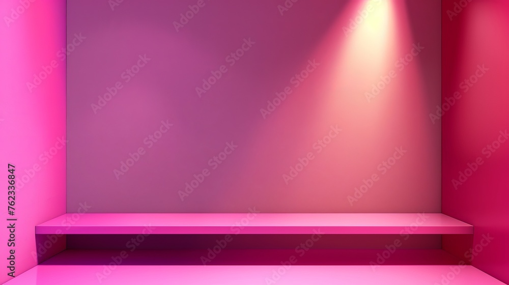 A spot led lamp light is placed on a shelf. Modern illustration of product presentation showroom, museum exhibition, shop window, advertising platform, modern fashion gallery wall template. A spot led lamp light is placed on a shelf. Modern illustration of product presentation showroom, museum exhibition, shop window, advertising platform, modern fashion gallery wall template.
